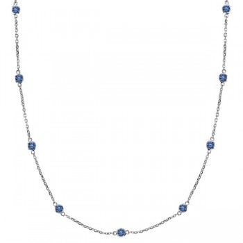 Fancy Blue Diamond Station Necklace 14k White Gold (1.50ct)