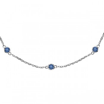 Fancy Blue Diamond Station Necklace 14k White Gold (1.50ct)