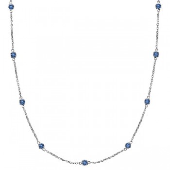 Fancy Blue Diamond Station Necklace 14k White Gold (0.50ct)