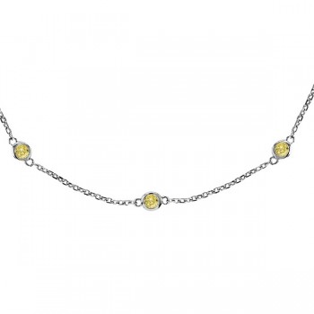 Fancy Yellow Canary Diamond Station Necklace 14k White Gold (1.50ct)