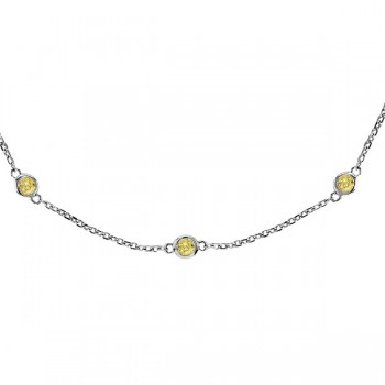 Fancy Yellow Canary Diamond Station Necklace 14k White Gold (0.33ct)