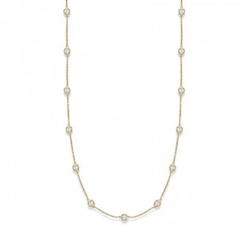 36 inch Long Lab Grown Diamond Station Necklace Strand 14k Yellow Gold (3.00ct)