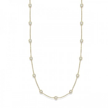 36 inch Long Lab Grown Diamond Station Necklace Strand 14k Yellow Gold (4.00ct)