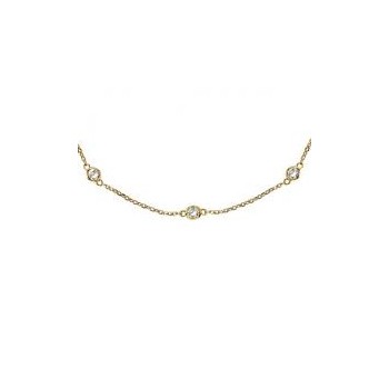 36 inch Long Diamond Station Necklace Strand 14k Yellow Gold (0.66ct)