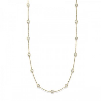 36 inch Long Diamond Station Necklace Strand 14k Yellow Gold (6.00ct)