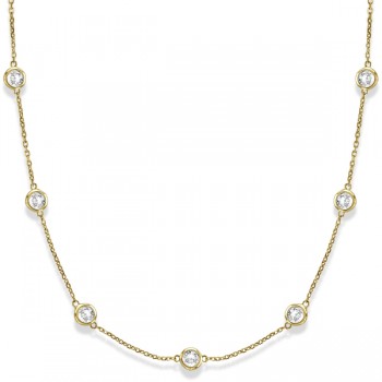 Diamond Station Necklace Bezel-Set in 14k Yellow Gold (3.00ct)