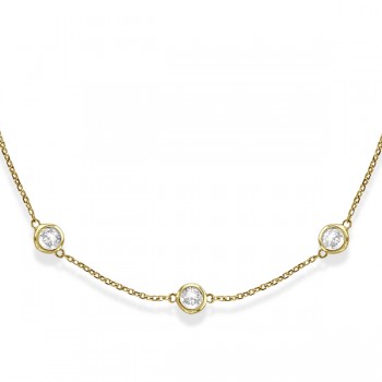 36 inch Long Lab Grown Diamond Station Necklace Strand 14k Yellow Gold (7.00ct)