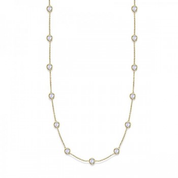 36 Inch Long Lab Grown Diamond Station Necklace Strand 14k Yellow Gold (8.00ct)