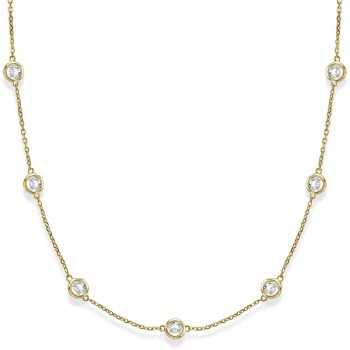 Diamond Station Necklace Bezel-Set in 14k Yellow Gold (5.00ct)