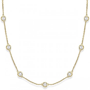 Diamond Station Necklace Bezel-Set in 14k Yellow Gold (5.00ct)