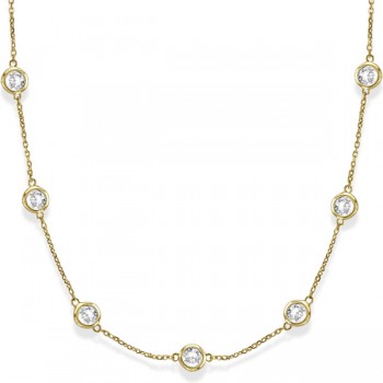 Diamond Station Necklace Bezel-Set in 14k Yellow Gold (6.00ct)