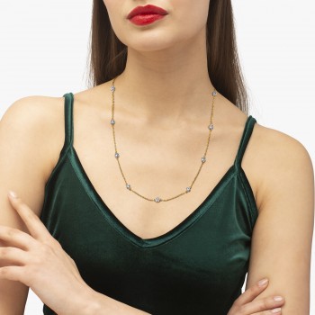 Diamond Station Necklace Bezel-Set in 14k Two Tone Gold (1.50 ctw)