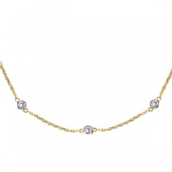 Lab Grown Diamonds By The Yard Station Necklace 14k Two Tone Gold (2.00 ctw)