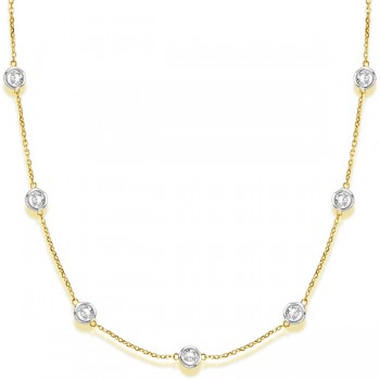 Diamond Station Necklace Bezel-Set in 14k Two Tone Gold (3.00ct)
