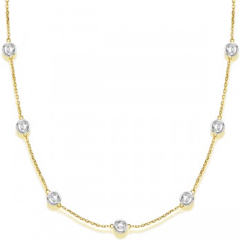 Diamond Station Necklace Bezel-Set in 14k Two Tone Gold (3.00ct)