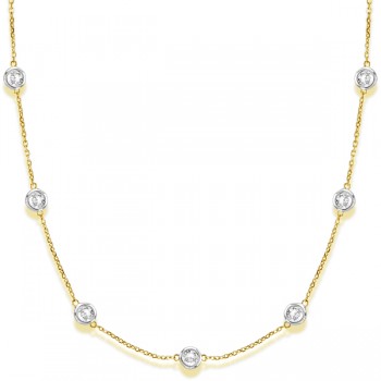 Lab Grown Diamonds By The Yard Station Necklace 14k Two Tone Gold (3.50ct)