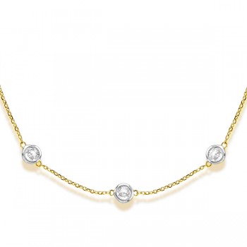Lab Grown Diamonds By The Yard Station Necklace 14k Two Tone Gold (3.50ct)