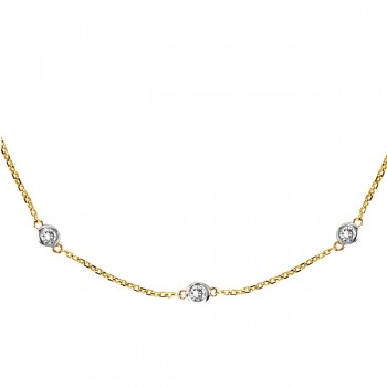 Lab Grown Diamonds By The Yard Station Necklace 14k Two Tone Gold (0.50ct)