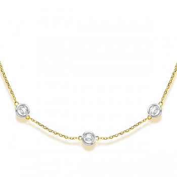 Diamond Station Necklace Bezel-Set in 14k Two Tone Gold (5.00ct)