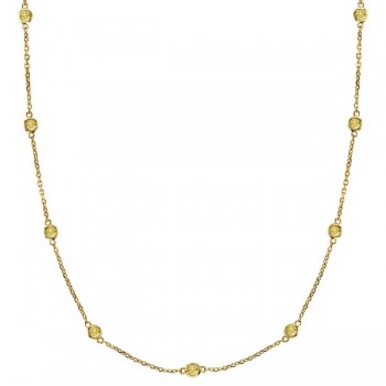 Fancy Yellow Canary Diamond Station Necklace 14k Gold (0.33ct)