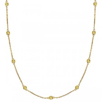 Fancy Yellow Canary Diamond Station Necklace 14k Gold (0.75ct)