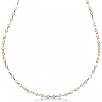 Lab Grown Diamond Station Eternity Necklace in 14k Rose Gold (1.51ct)