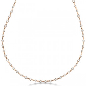 Diamond Station Eternity Necklace in 14k Rose Gold (1.51ct)