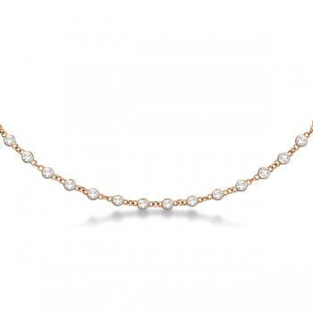 Diamond Station Eternity Necklace in 14k Rose Gold (1.51ct)