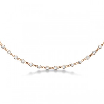 Diamond Station Eternity Necklace in 14k Rose Gold (3.04ct)