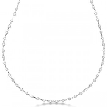 Lab Grown Diamond Station Eternity Necklace in 14k White Gold (1.51ct)