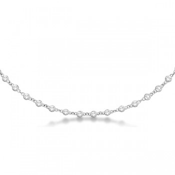 Lab Grown Diamond Station Eternity Necklace in 14k White Gold (3.04ct)