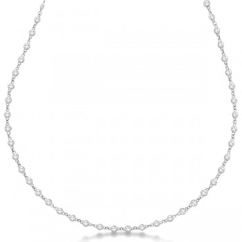 Diamond Station Eternity Necklace in 14k White Gold (3.04ct)