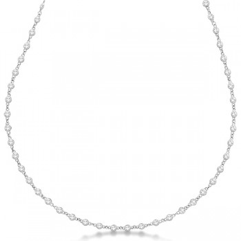 Diamond Station Eternity Necklace in 14k White Gold (5.25ct)