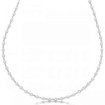 Diamond Station Eternity Necklace in 14k White Gold (7.55ct)