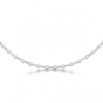 Diamond Station Eternity Necklace in 14k White Gold (7.55ct)