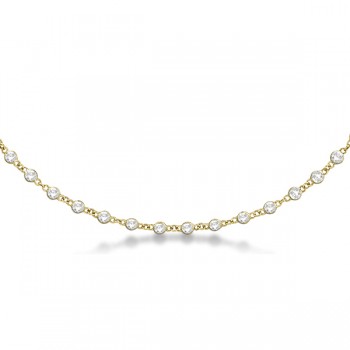 Lab Grown Diamond Station Eternity Necklace in 14k Yellow Gold (3.04ct)