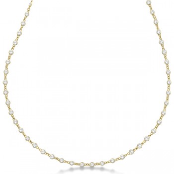 Diamond Station Eternity Necklace in 14k Yellow Gold (4.01ct)