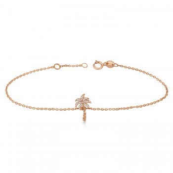 Palm Tree Shaped Diamond Bracelet 14k Rose Gold (0.25ct)