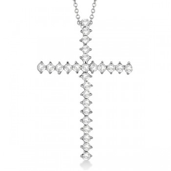 Diamond Cross Pendant Necklace 14kt White Gold (1.00ct)