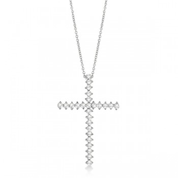 Diamond Cross Pendant Necklace 14kt White Gold (1.00ct)