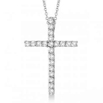 Diamond Cross Pendant Necklace 14kt White Gold (0.75ct)