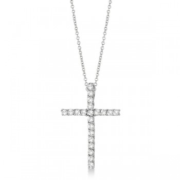 Diamond Cross Pendant Necklace 14kt White Gold (0.75ct)