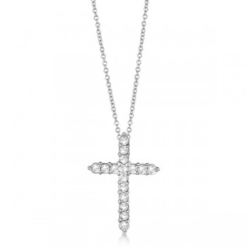 Diamond Cross Pendant Necklace 14kt White Gold (0.50ct)