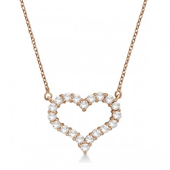 Open Heart Lab Grown Diamond Pendant Necklace 14k Rose Gold (0.50ct)