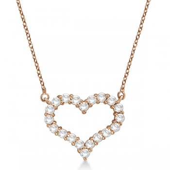 Open Heart Lab Grown Diamond Pendant Necklace 14k Rose Gold (1.00ct)