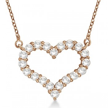 Open Heart Lab Grown Diamond Pendant Necklace 14k Rose Gold (2.00ct)