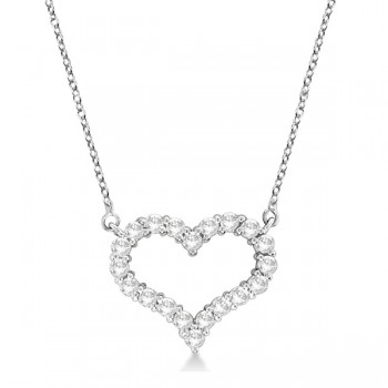 Open Heart Lab Grown Diamond Pendant Necklace 14k White Gold (0.50ct)