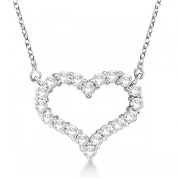 Open Heart Lab Grown Diamond Pendant Necklace 14k White Gold (1.00ct)