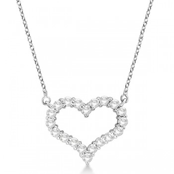 Open Heart Lab Grown Diamond Pendant Necklace 14k White Gold (1.00ct)