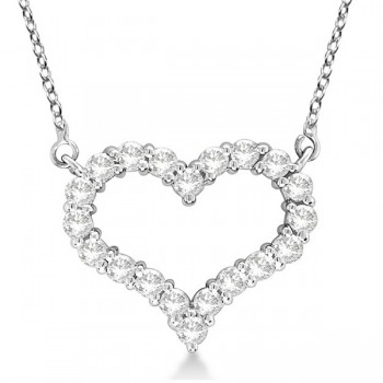Open Heart Lab Grown Diamond Pendant Necklace 14k White Gold (2.00ct)